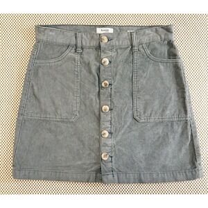 Kensie Jeans THE SKIRT SZ 8/29 Corduroy Button Front High Waist Preppy Hip Cords